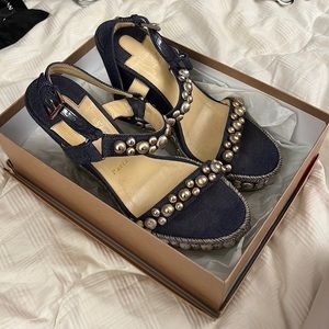 Christian Louboutin Denim Wedges